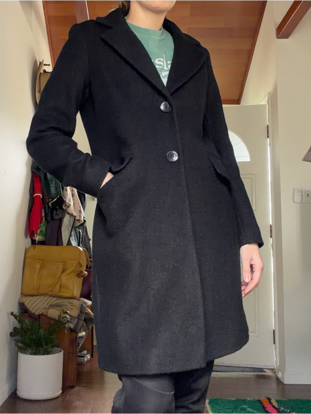 Sam Edelman Black Wool-Blend Coat